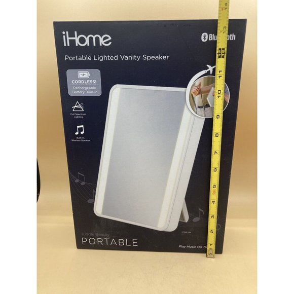 iHome Portable Vanity Mirror with Bluetooth Audio LED Lighting NEW - Picture 3 of 12